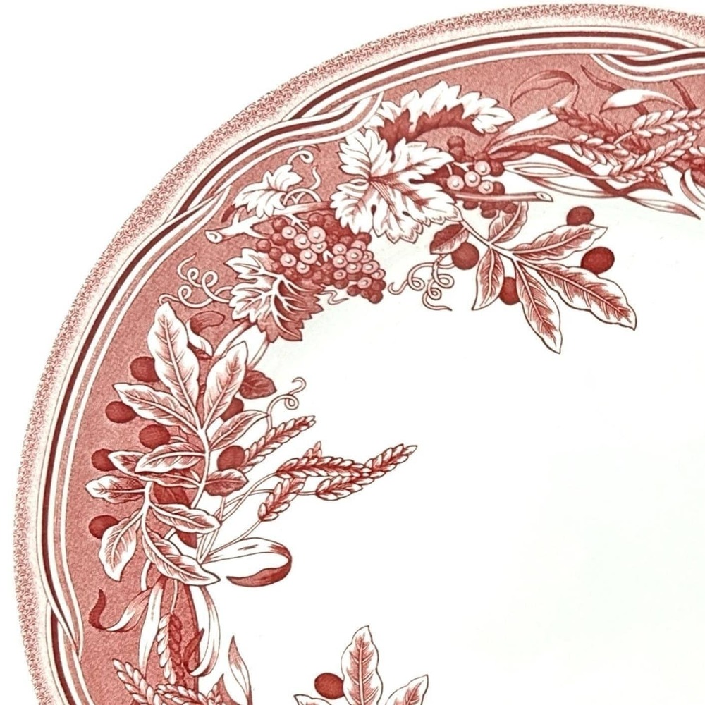 Spode Fulham Dinner Plate for Williams Sonoma Red & White Floral England 2004 - Picture 2 of 6